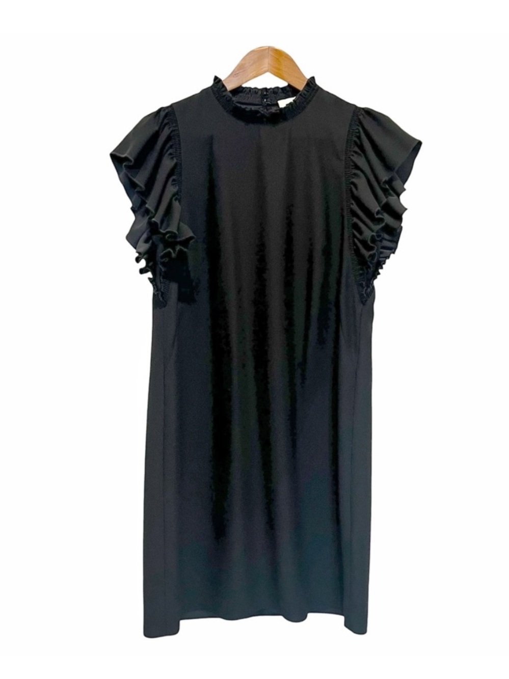 Kate Spade New York Shift Dress Flutter Sleeve Size 8 Black Classic Polyester